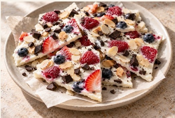 Berry & Almond Frozen Yogurt Bark