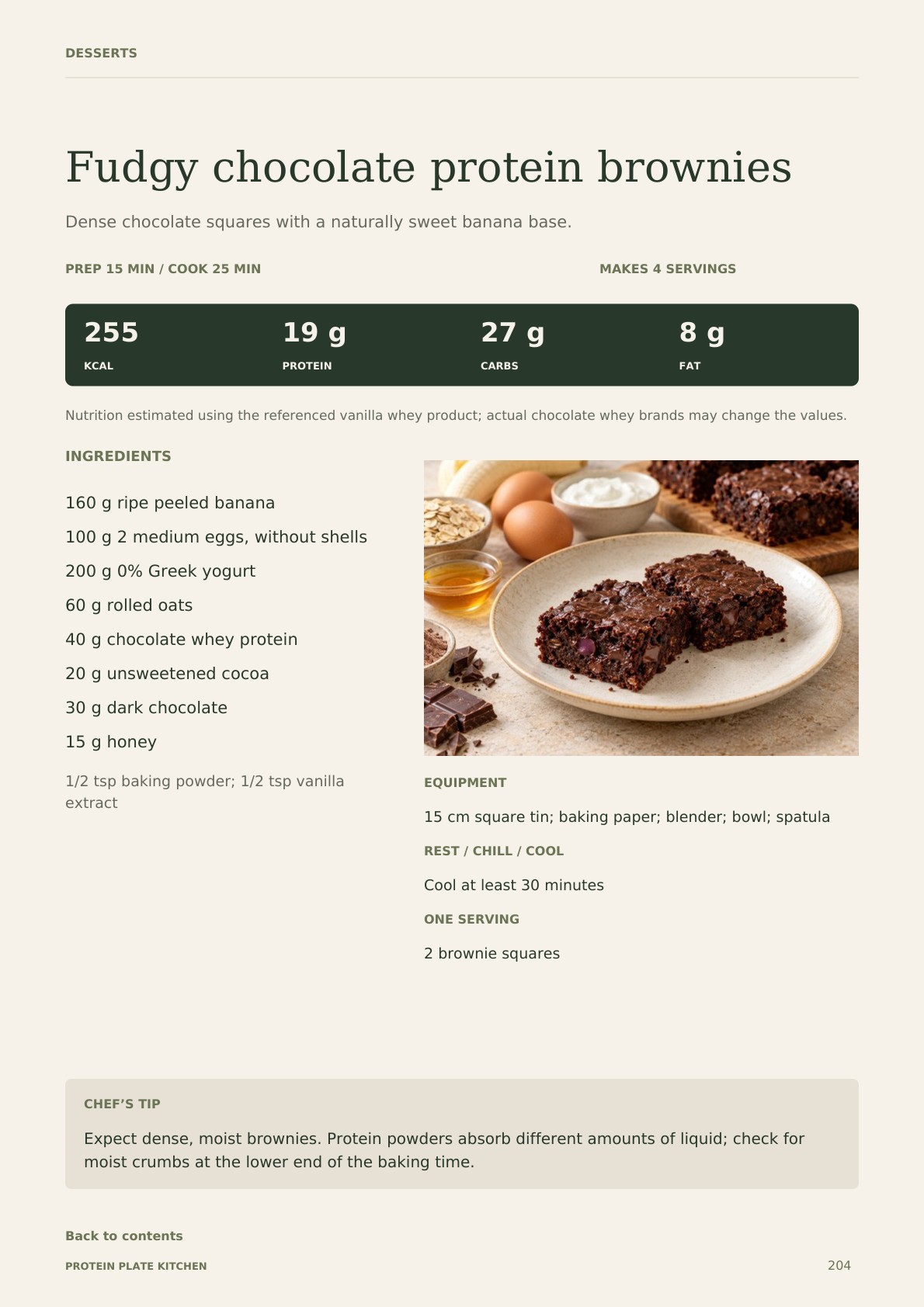 Fudgy chocolate protein brownies
